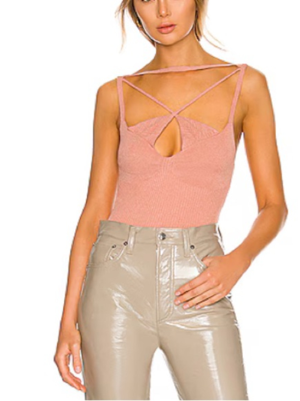 NWT Atoir SPORTSCLUB REVOLVE Raw Strappy Knit Tank Top - in Sienna / Blush Pink